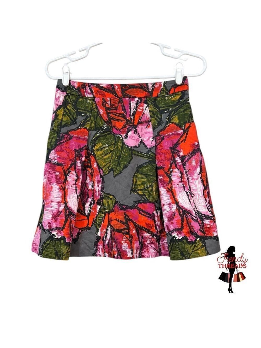 Trina Turk NEW Floral Mini Skirt sz 2 Pockets XS Abstract Rose Graphic Print Red